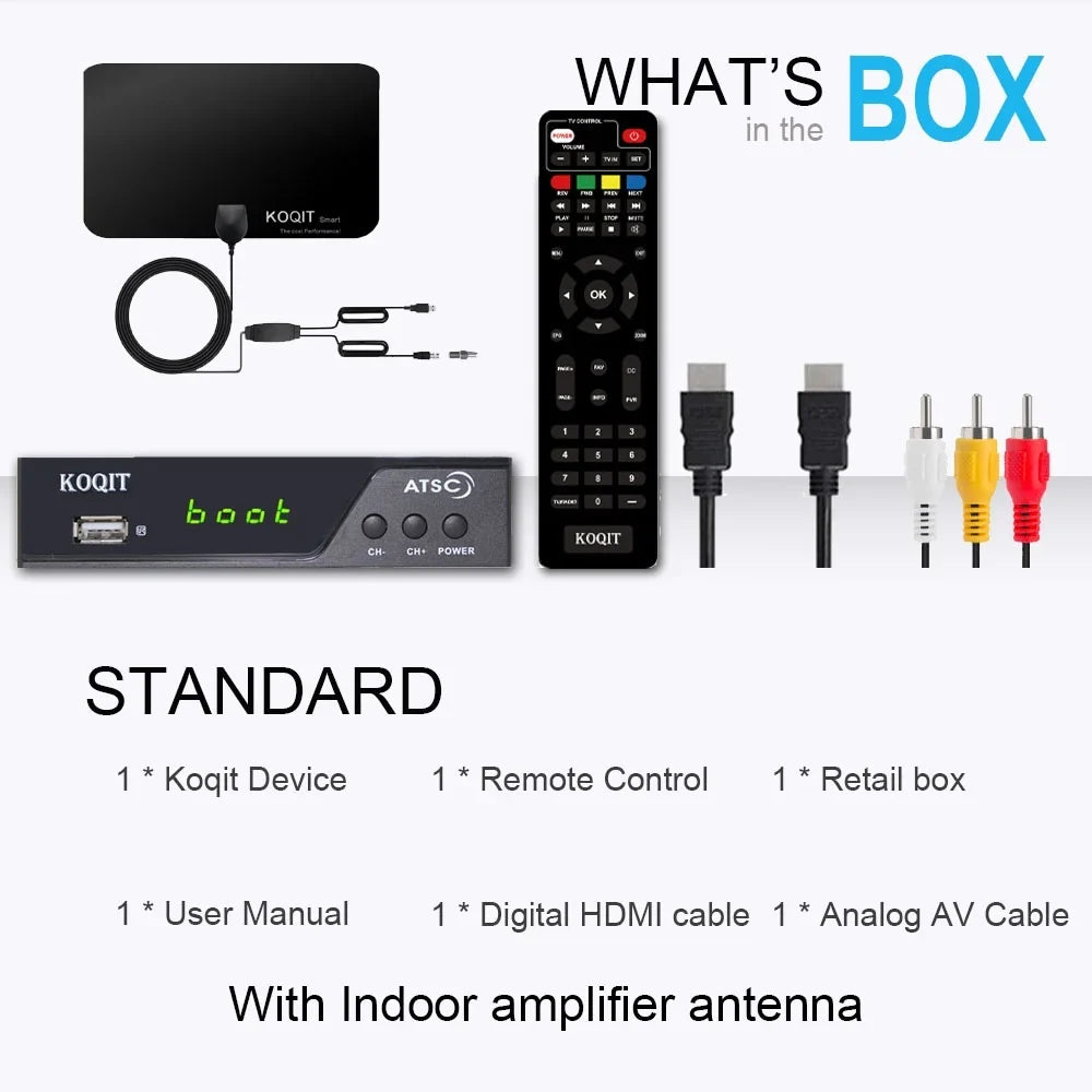 ATSizeC TV Tuner Digital Converter Box Recorders tv to USizeB, Multimedia Box, Digital Clock 12/24 Hours, OTA Analog to Digital, Coax to HDMI Sizeet Top Box