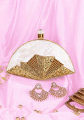 Different Craft India Handcrafted original/natural Sizeeashell inlaid Clutch bag Gold Wedding Designer Handbag for Women