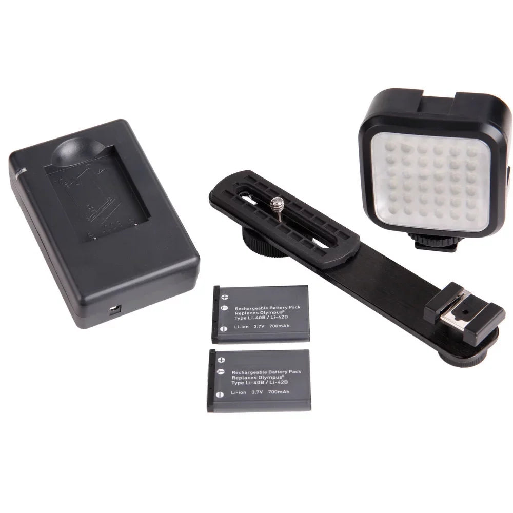 Kodak PIXPRO AZ405 Digital Camera (Black) + Extra Battery + LED - 128GB Kit