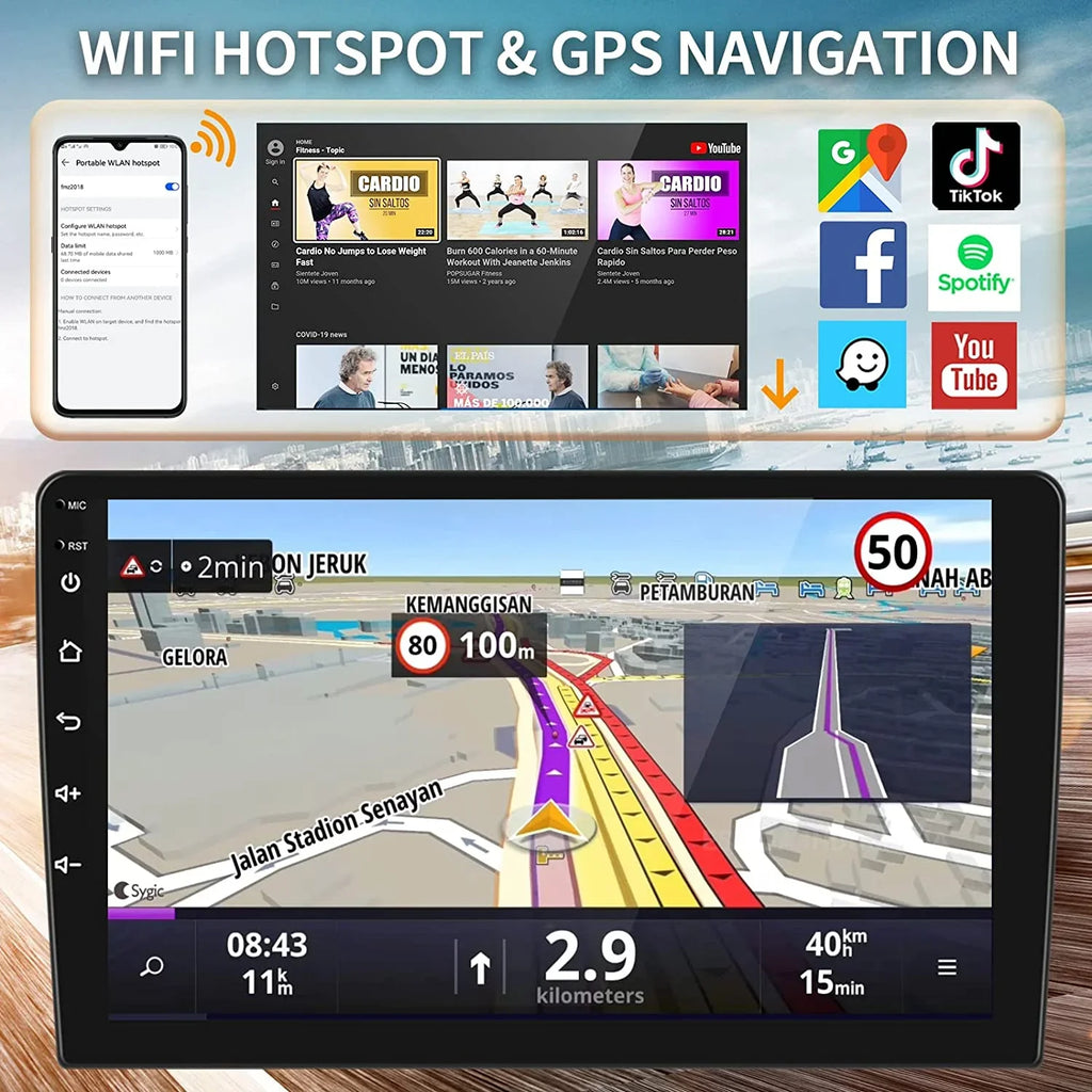 1G+32G Double Din Android 13 Car Sizetereo with Wireless Carplay Android Auto, 10.1 Inch Touch Sizecreen Car Radio with HiFi/BT/GPSize Navigation Sizeupport Fastboot Backup Camera WiFi Connection