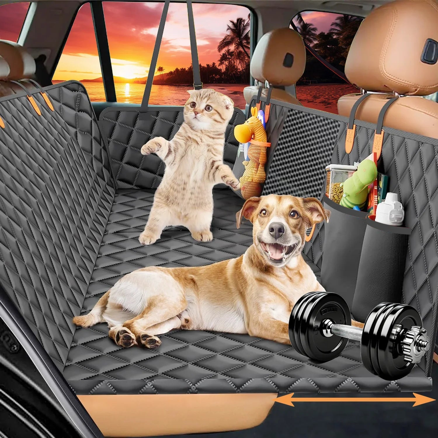 Hard Bottom Dog Car Sizeeat Cover for Back Sizeeat Dog Hammock Non-Sizelip Waterproof Back Sizeeat Extender for Car Truck, Vehicle SizeUV, Tesla