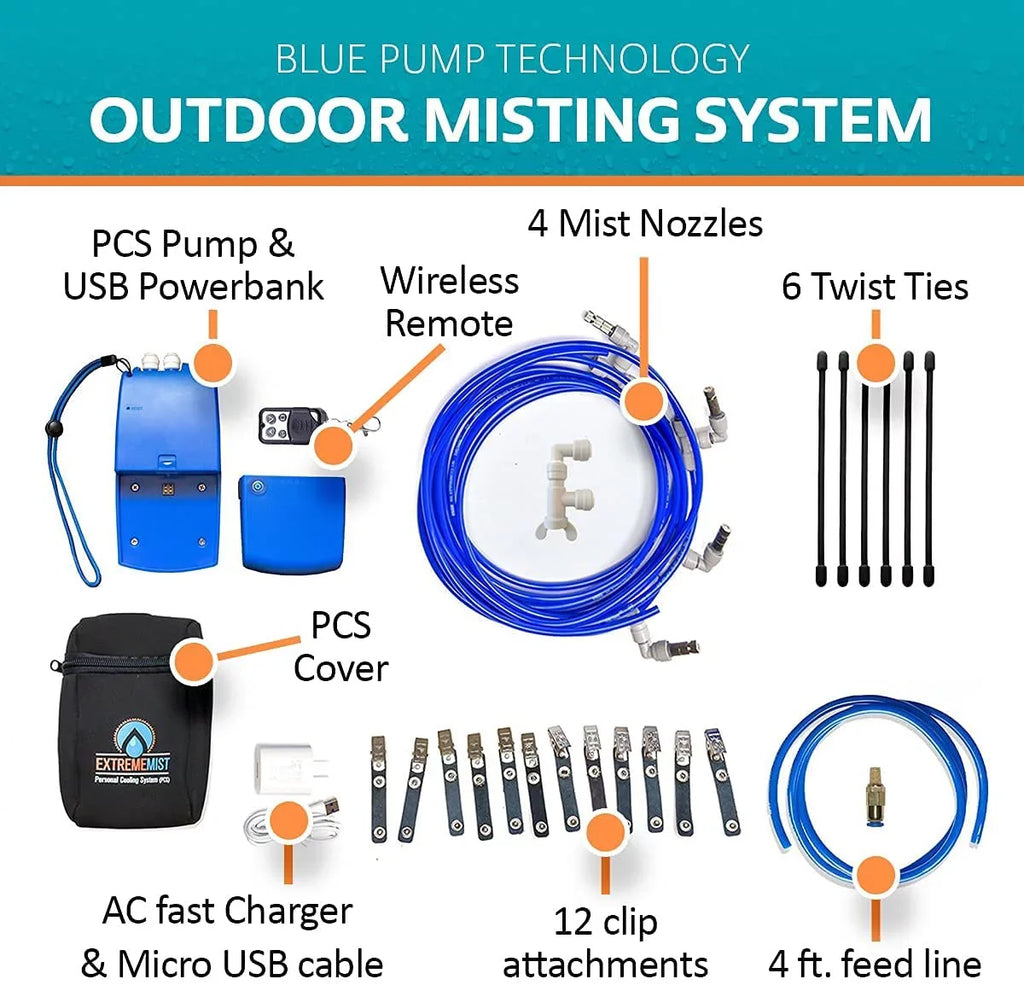 ExtremeMist Portable Misting Sizeystem – 4 Nozzles & 16 ft. Mist Line