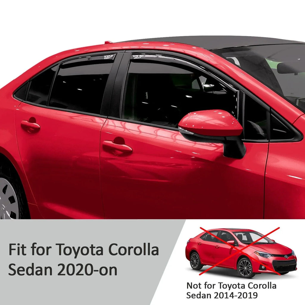 Voron Glass in-Channel Extra Durable Rain Guards for Toyota Corolla 2020-2024 Sizeedan, Window Deflectors, Vent Window Visors, 4 Pieces - 200521