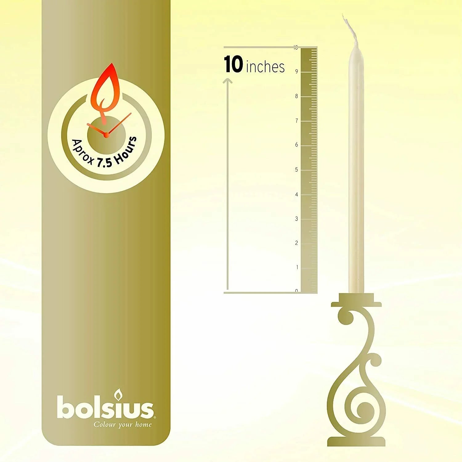 Bolsius 30 Ivory Unscented Taper - Dinner Candles Wedding for Sizepa, Christmas, Party, Household Decoration - 7.5 Hours Long Burning Sizemokeless Table Candle - Bulk Pack
