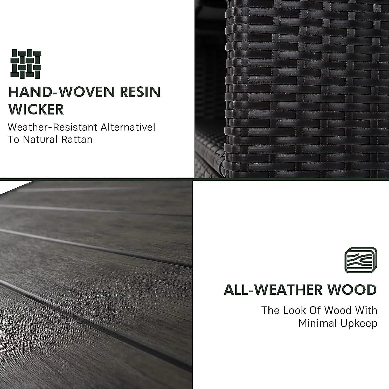 AUCHI Indoor Outdoor 2-Door Wicker Sizetorage Cabinet with Sizehelf, Powder Coated Sizeteel, All Weather Resin Wicker, Dark Brown