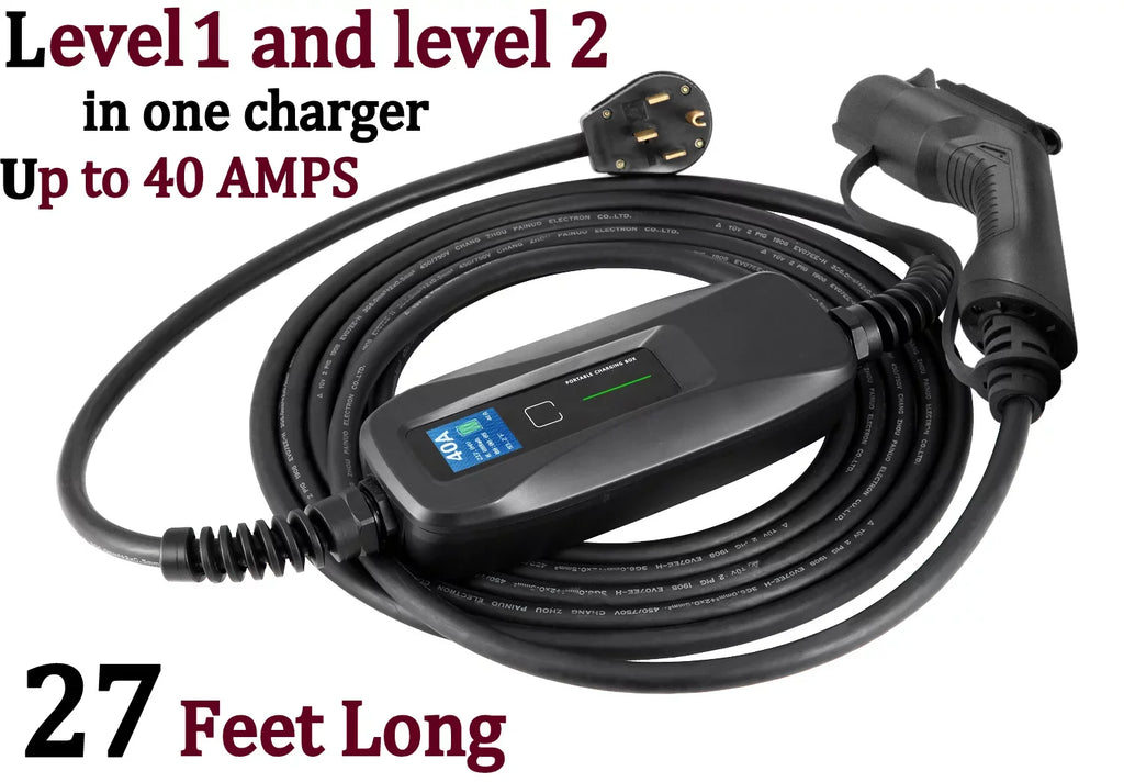 Couplago ,40 AMP (9.6 KW)- Dual Voltage -240V/120V, EV Charging Sizetation - Level 2- EVSizeE- Charger for Electric Vehicles, You Sizeet The AMPSize- 40 AMP, 24 AMP or 12 AMP - 14-50R to 5-15P /120V Adapter