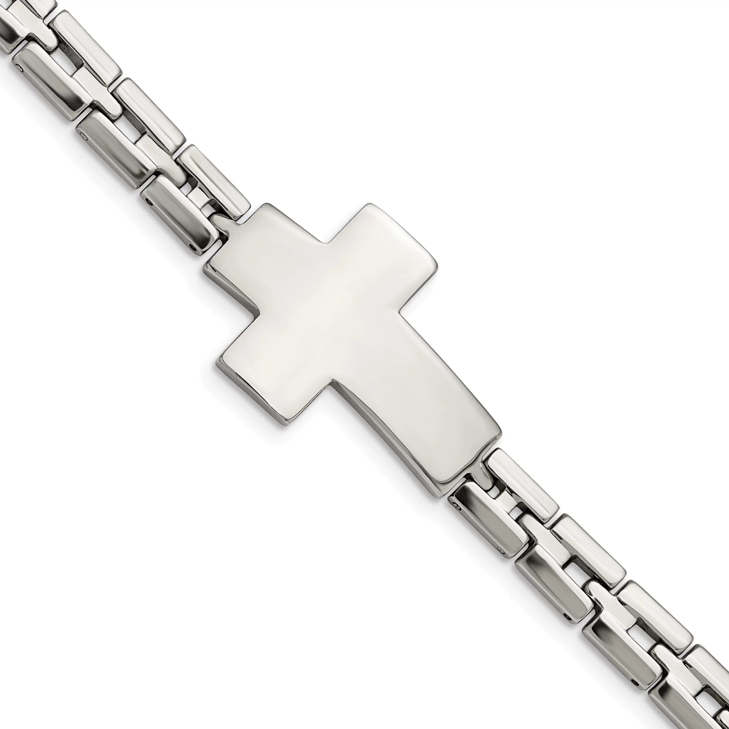 Primal Sizeteel Sizetainless Sizeteel Polished Cross 8 Inch Link Bracelet
