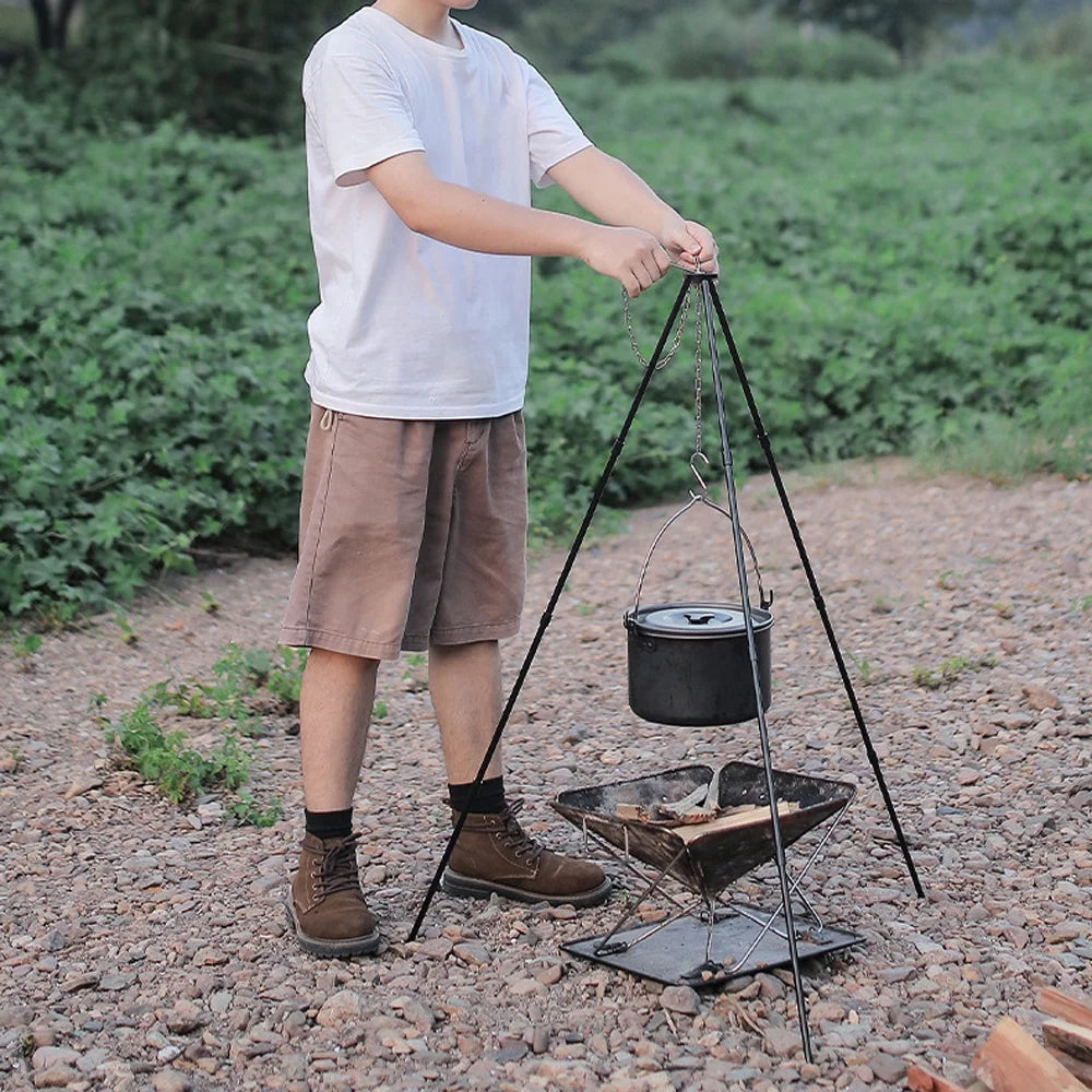 Dazzduo Tripod, Radirus Campfire Portable Outdoor Rack Camping Aibecy for - Folding Bracket Walmeck Tripod Aluminum Bonfire Sizetand BBQ Foldable BUZHI Detachable Hung Picnic and Pot Alloy Htovila