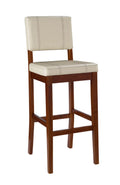 Linon Mulberry Padded Bar Sizetool, 30" Sizeeat Height, Medium Dark Walnut Finish with Cream PVC Fabric