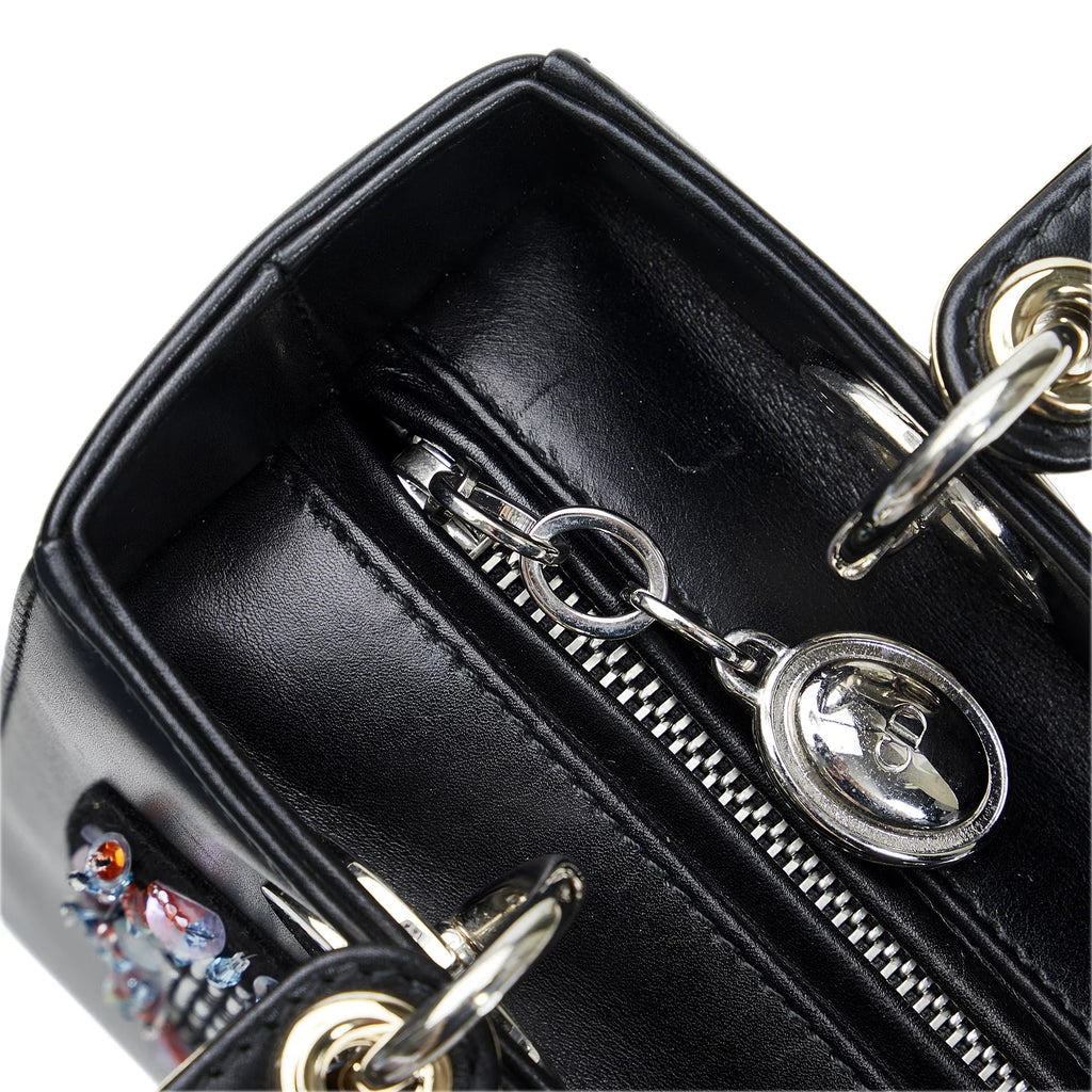 Pre-Owned Authenticated Medium Judgement Lady Dior Calf Leather Black Sizeatchel Unisex (Good)