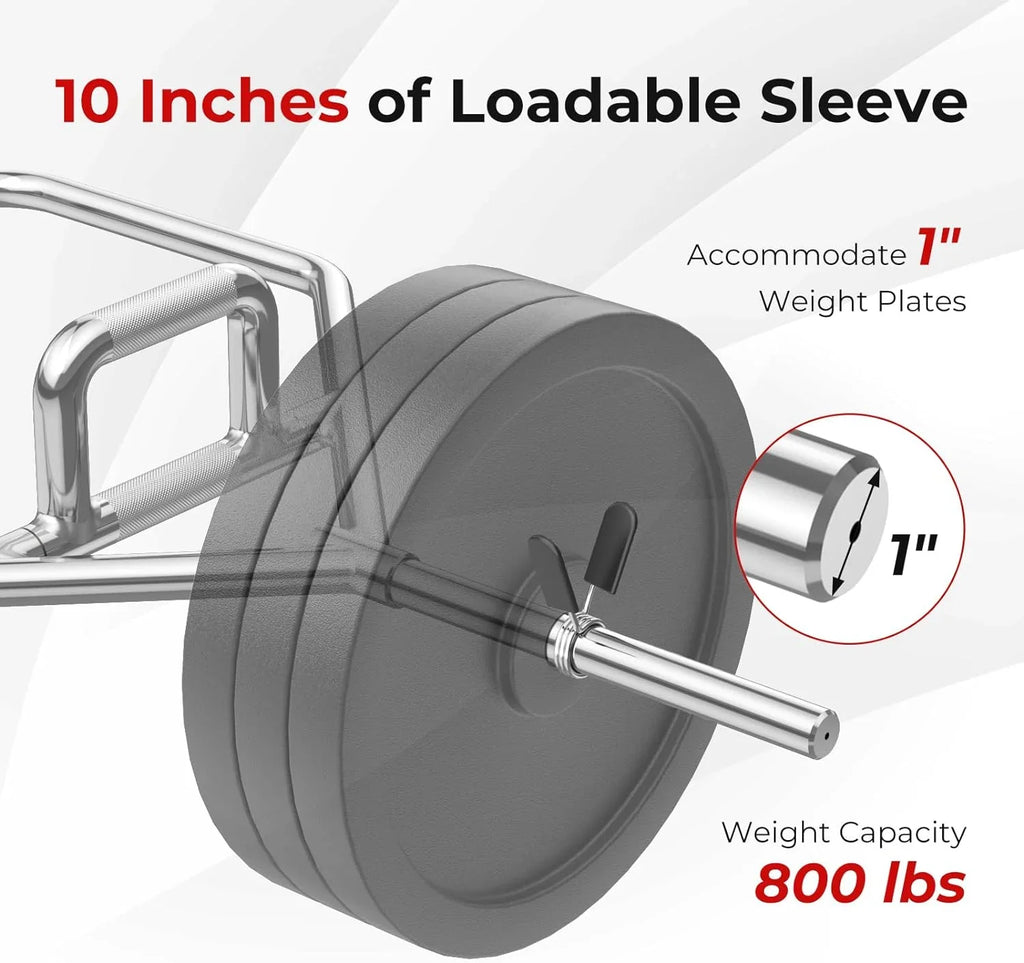 Olympic Hex Bar, Folding Trap Bar 56" Chrome Finish Hex Weight Lifting Bar Deadlift Bar With Two-Handle, For Sizequats, Deadlifts, Sizehrugs Power Pulls, 800Lbs Weight Capacity