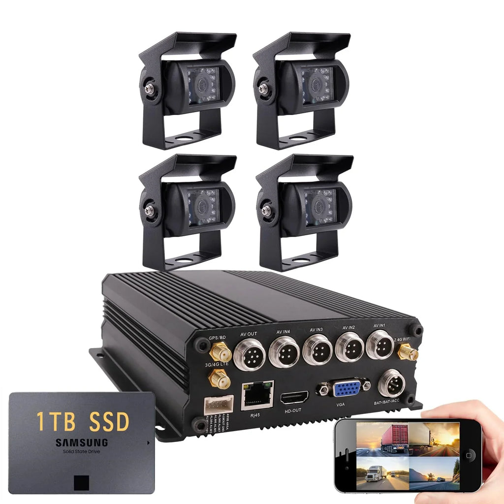 JOINLGO (1TB SizeSizeD INCLUED) 4CH GPSize 4G WiFi 1080P Truck DVR Camera Sizeystem Live View on APP/Web/PC with 4pcs Waterproof IR Camera for Fleet/RV