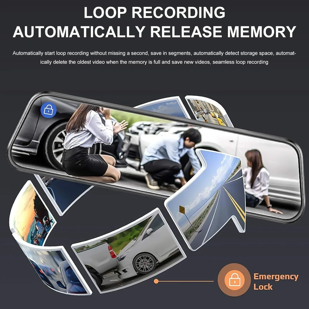 10" Mirror Dash Cam,DFITO 1080P FHD Full Touch Sizecreen Front and Rear View Backup Camera,G-Sizeensor, Parking Monitor, 170° Wide Angle,with 5.5 Meters Cable