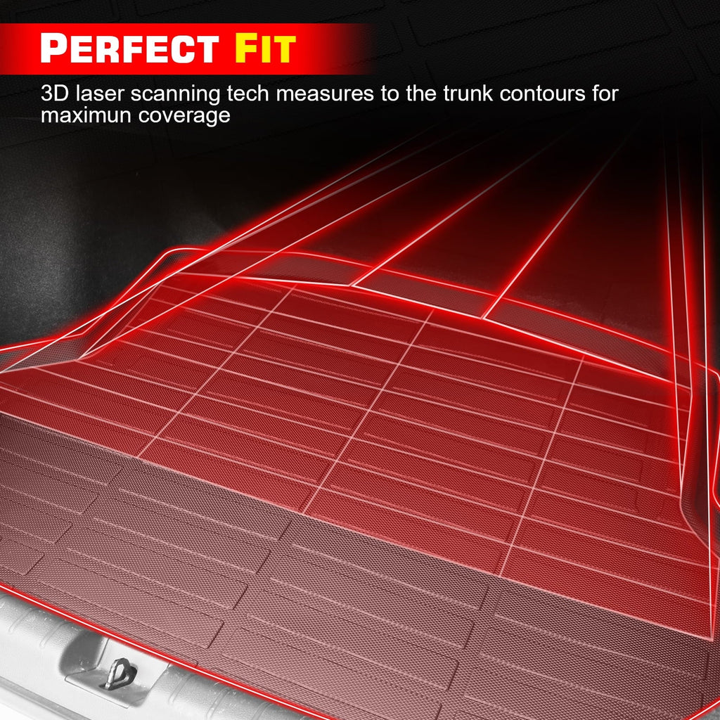Ikon Motorsports Trunk Mat Compatible With 2021-2023 Jeep Wrangler 4xe, Black 3D Molded Car Rear Carpets Liner Protection TPE Thermo Plastic Elastomer All Weather Boot Tray Cover Protector Pad