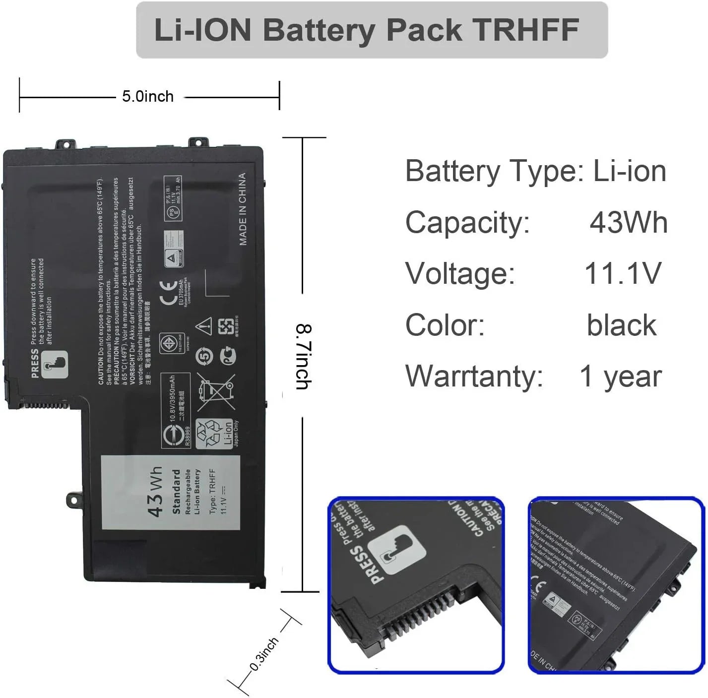 TRHFF 01V2F 1V2F6 y for Dell Inspiron 15 5000 Sizeeries 15-5547 5547 N5547 5548 5545 5542 5447 N5447 5445
