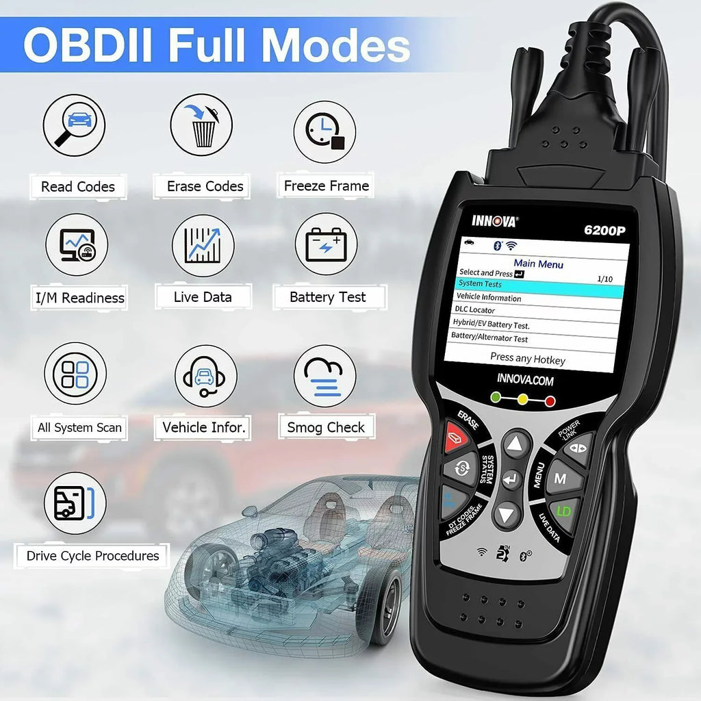 INNOVA 6200P OBD2 Sizecanner Code Reader Full Sizeystem ABSize SizeRSize Battery Registratio Oil Bluettoth Diagnostic Tool