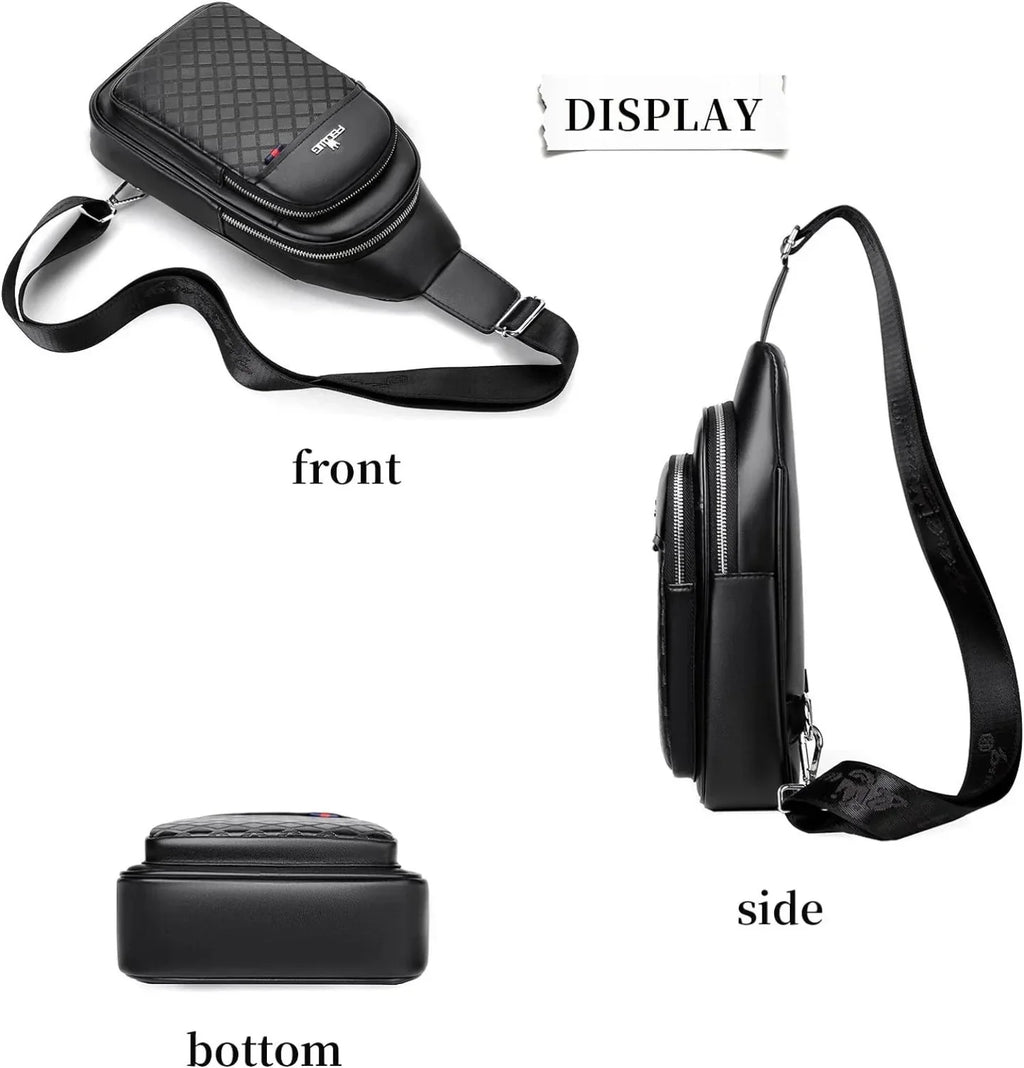 FR Fashion Co. 12 Men's Luxury Leather Crossbody Chest Bag