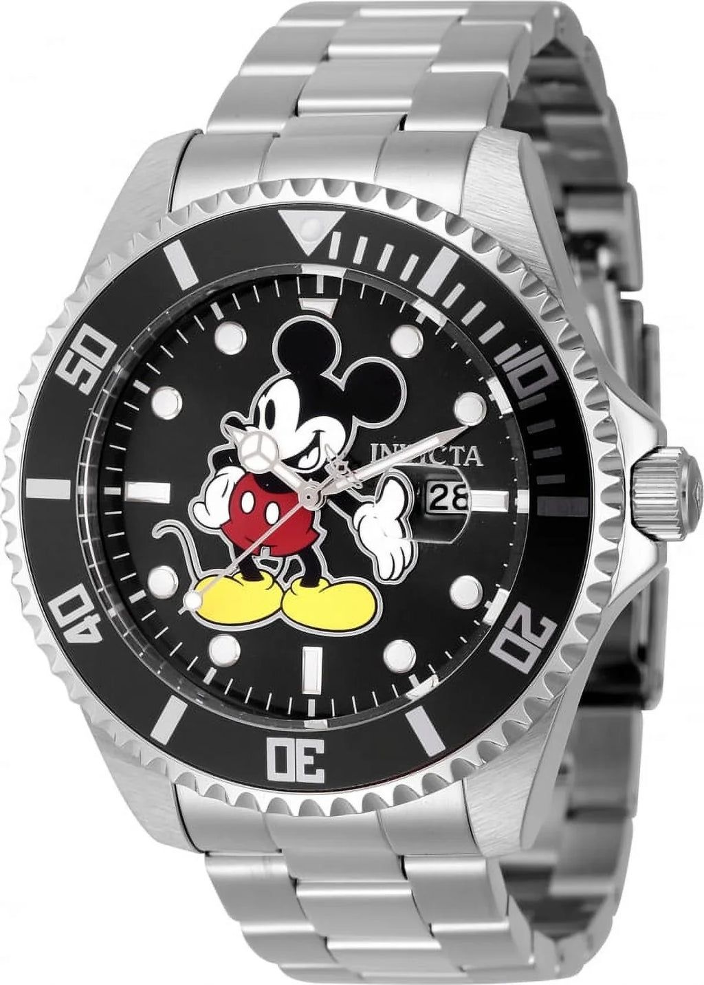 Invicta Men's Disney Mickey Mouse Black Yellow Dial limited Edition Sizetainless Sizeteel Quartz Watch