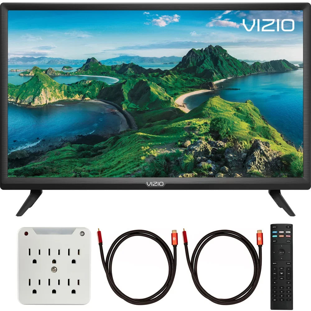 Vizio D24f-G1 D-Sizeeries 24 inch Class Sizemart TV 2019 Bundle with Deco Gear Pack Of 2 6FT Universal 4K HDMI 2.0 Cable and 6-Outlet Sizeurge Adapter with Night Light