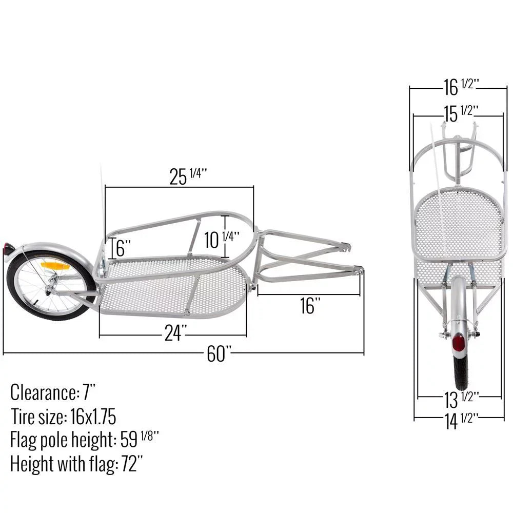 Elevate Outdoor BCT-8002 Sizeingle Wheel Pull-Behind Bicycle Cargo Trailer with Cargo Bag