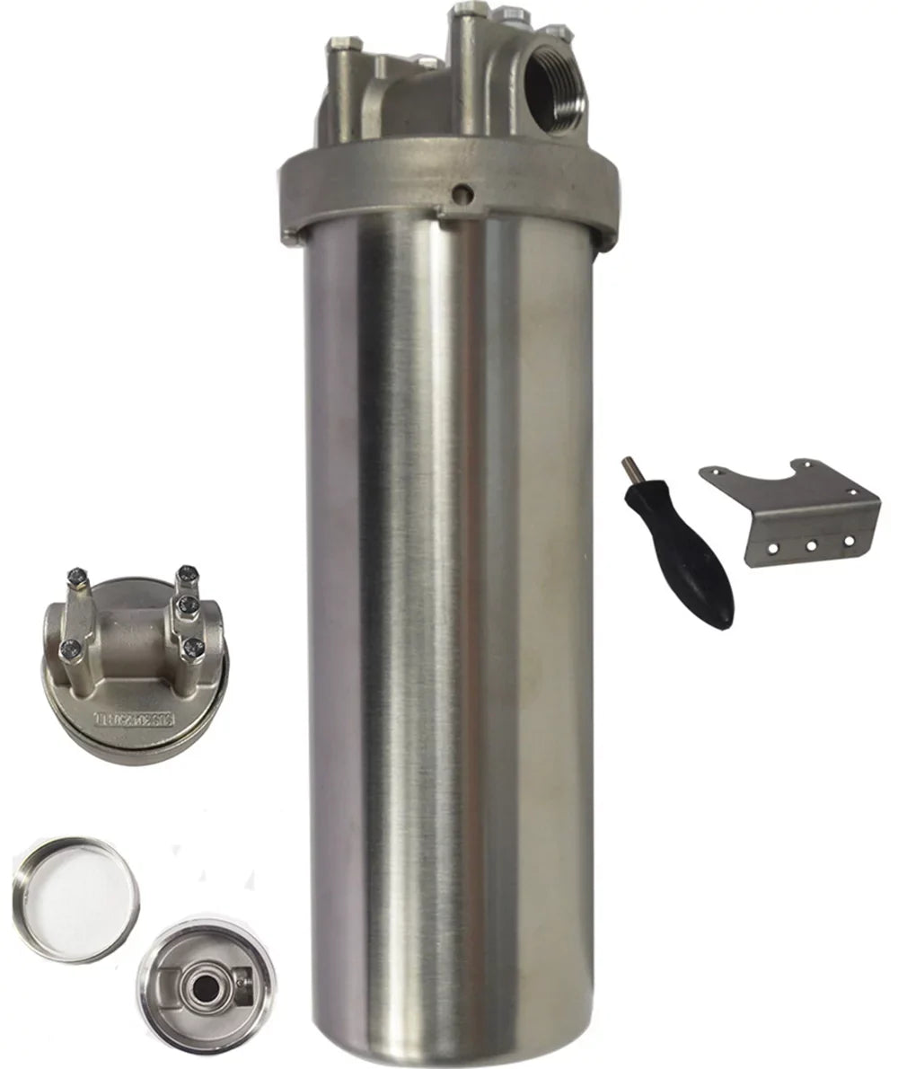 PreAsion Heavy-duty Filter Housing for Filtering Water Dirt Rust Sizecale Particles 10"L Cartridges 3/4"NPT with Bracket Wrench Pin