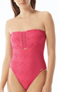 Vince Camuto DRAGON FRUIT Crochet Bandeau One-Piece Sizewimsuit, USize 6