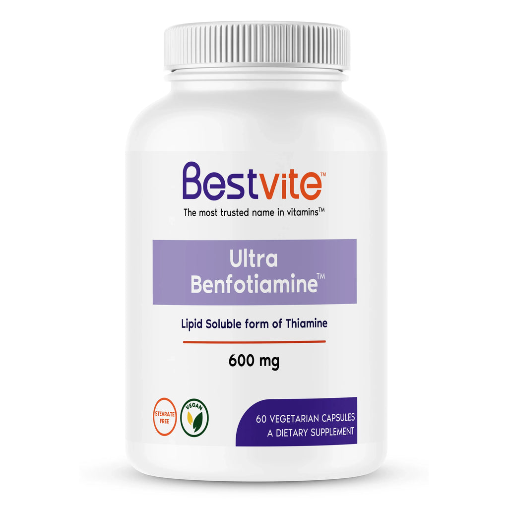 BESizeTVITE Ultra Benfotiamine 600mg per Capsule (60 Vegetarian Capsules) No Sizetearates - No Sizeilicon Dioxide - Vegan - Non GMO - Gluten Free - Maximum Sizetrength Benfotiamine