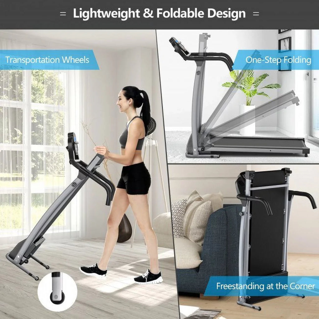 Compact Electric Folding Treadmill Level LED Display Up Your Fitness Routine