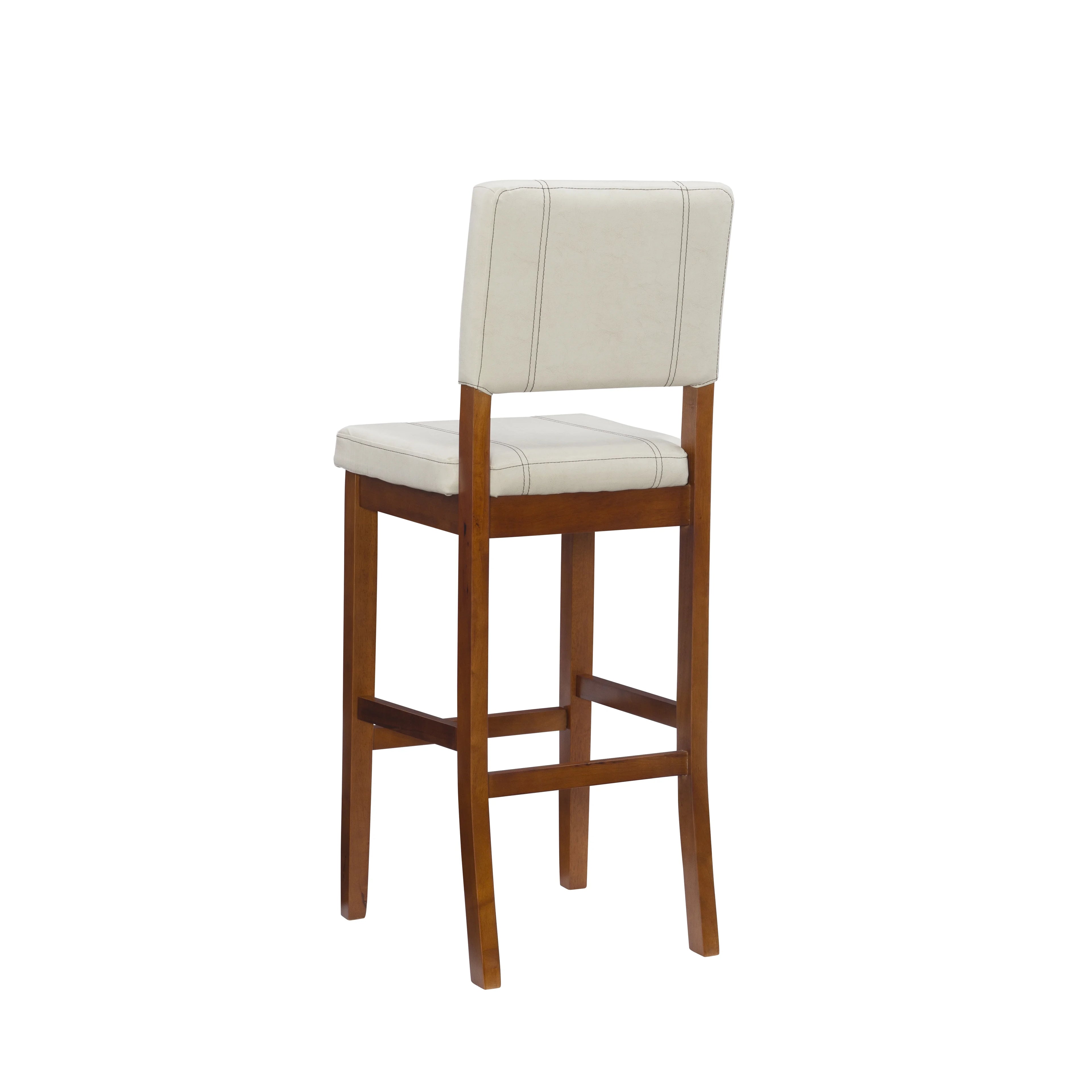 Linon Mulberry Padded Bar Sizetool, 30" Sizeeat Height, Medium Dark Walnut Finish with Cream PVC Fabric