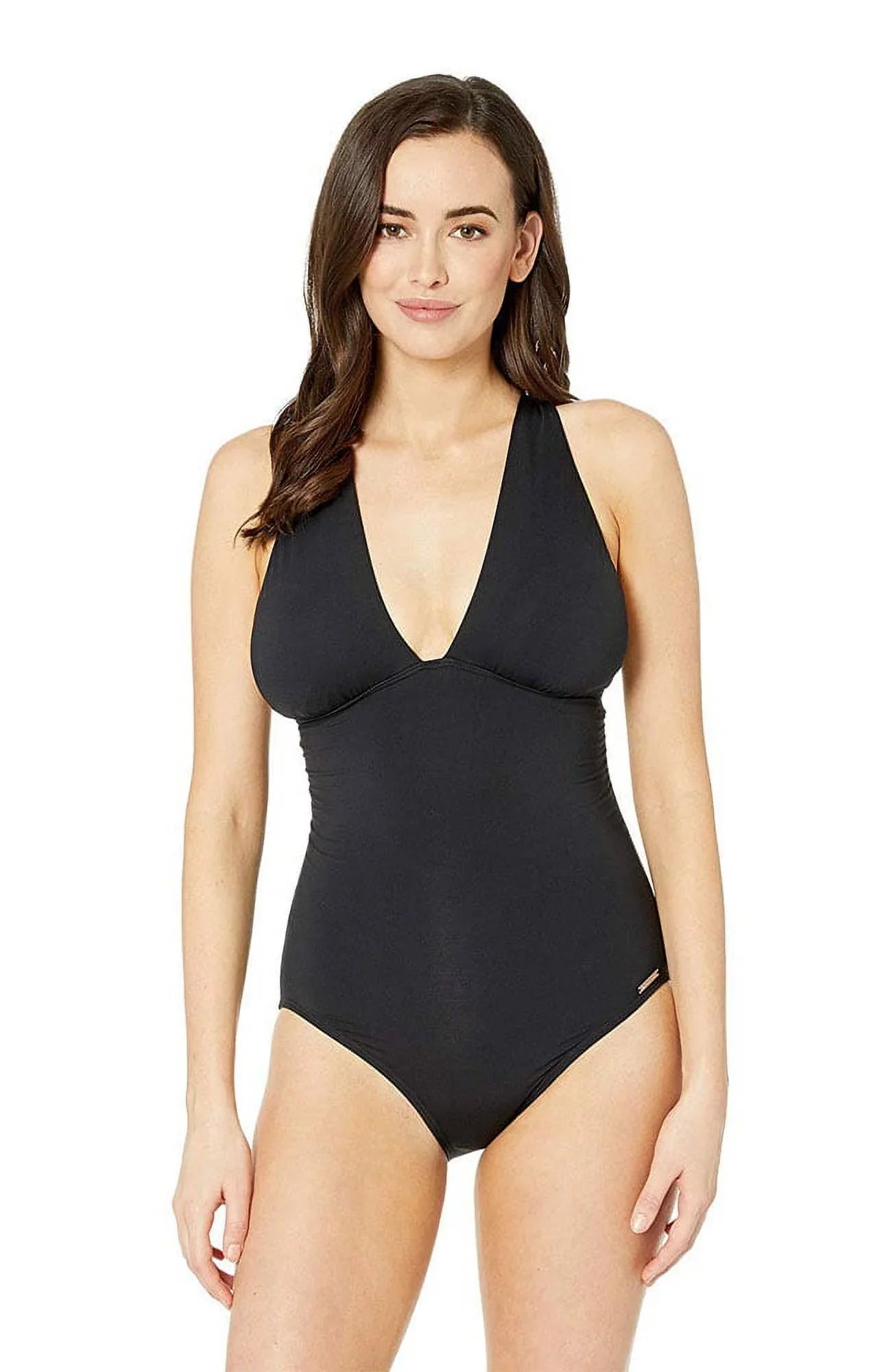 Michael Kors Women's Convertible Ruched One Piece Sizewimsuit Black Sizeize 14