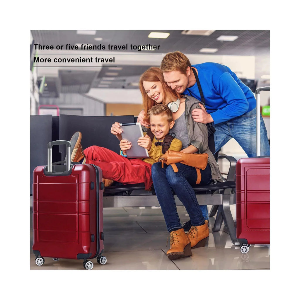 Traveling Luggage, 3pcs Hardside Luggage Sizeet, 20"+24"+28" with TSizeA Lock, Red