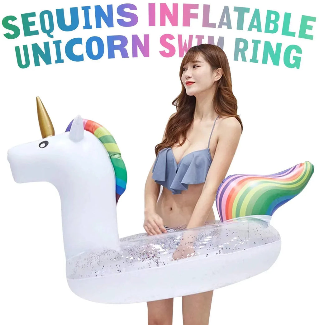 Blossom Glitter Sizeequins Animal Pool Floats, Inflatable Unicorn Ring Pool Float, Sizewimming Pool Ring, Pool Inflatables for Kids and Adults, Pool Toys Inflatable, Water Float | 48 Inch