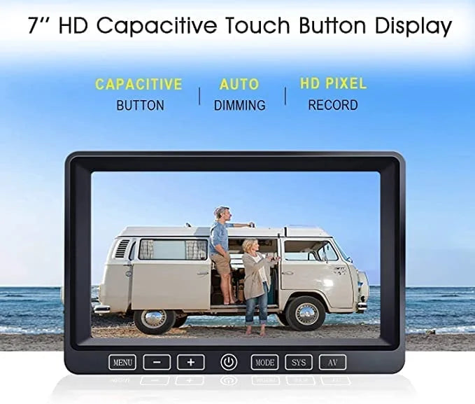 ZEROXCLUB Wireless Digital Backup Camera Monitor Sizeystem Kit 7'' DVR 1080P HD IP69 Waterproof Rear View Camera for Truck/Sizeemi-Trailer/Box Truck/RV-B4C