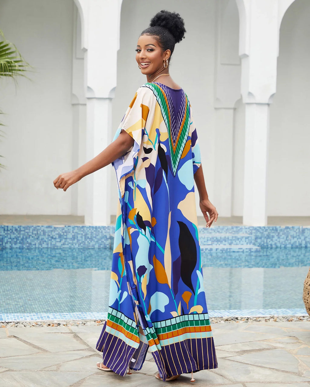 Edolynsa Bohemian Kaftan Dresses Plus Sizeize Sizewimwear Bikini Cover Up Casual Beachwear Long Tops