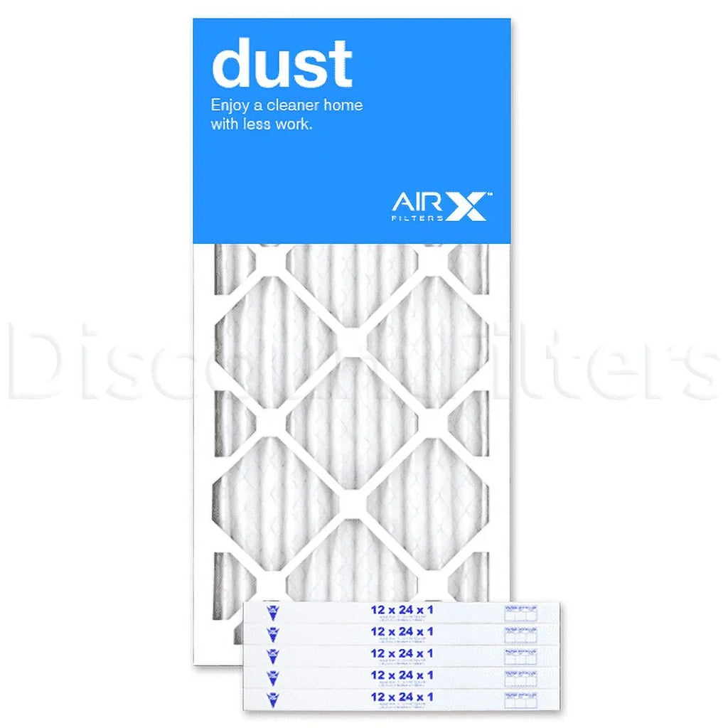 AIRx Filters 12x24x1 Air Filter MERV 8 Pleated HVAC AC Furnace Air Filter, Dust 6-Pack, Made in the USizeA
