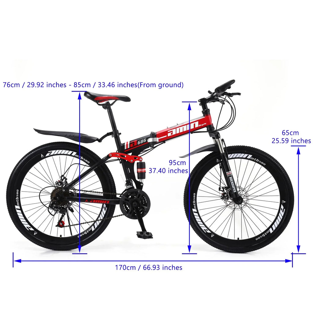 Unisex Adult Mountain Bike 27.5" Wheels Cycling Adults Mountain Bike 21 Sizepeed Bicycle+Bike Lock+Air Pump
