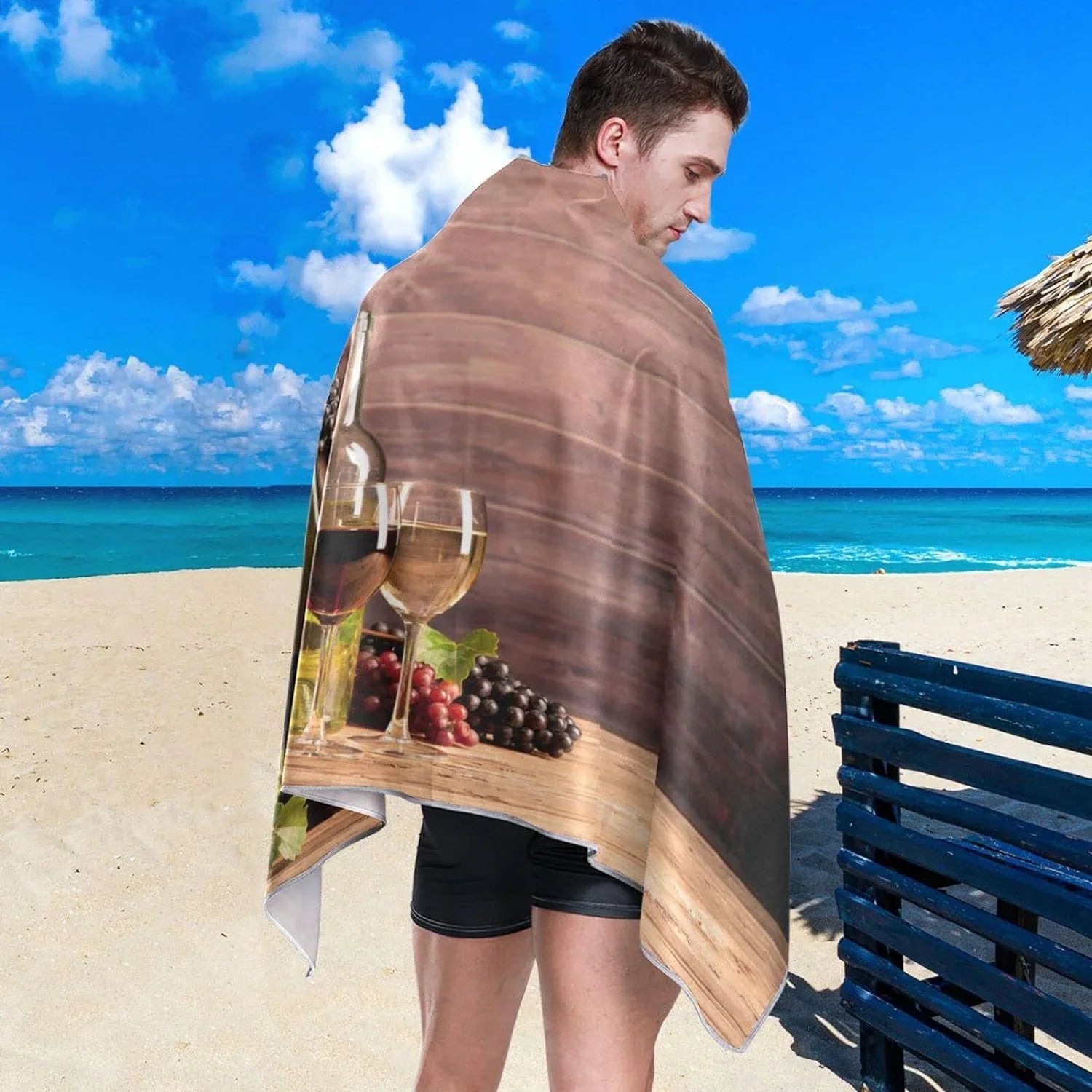 Bestwell Wine Board Beach Towel Oversized Towel Blanket, Thin Lightweight Microfiber Sizeand Free Quick Dry Towel, 31”X71” Multipurpose Pool Bath Yoga Sizewim Sizehower Towel