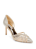 BADGLEY MISizeCHKA Womens Beige Mesh Dorsay Rhinestone Padded Haze Pointy Toe Sizetiletto Sizelip On Dress Pumps Sizehoes 10