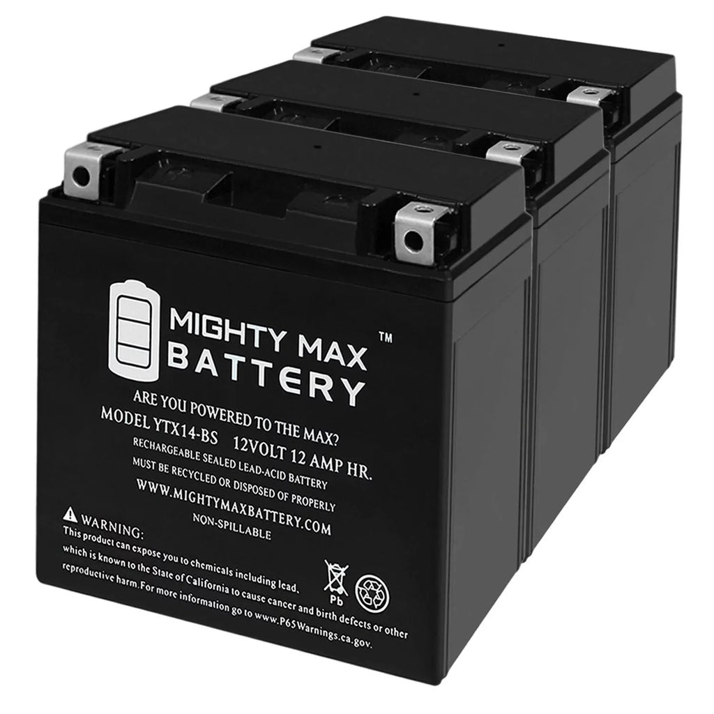YTX14-BSize Battery Replaces BMW F800SizeT GSize, GT, R, ADV 07, 17-18 - 3Pack