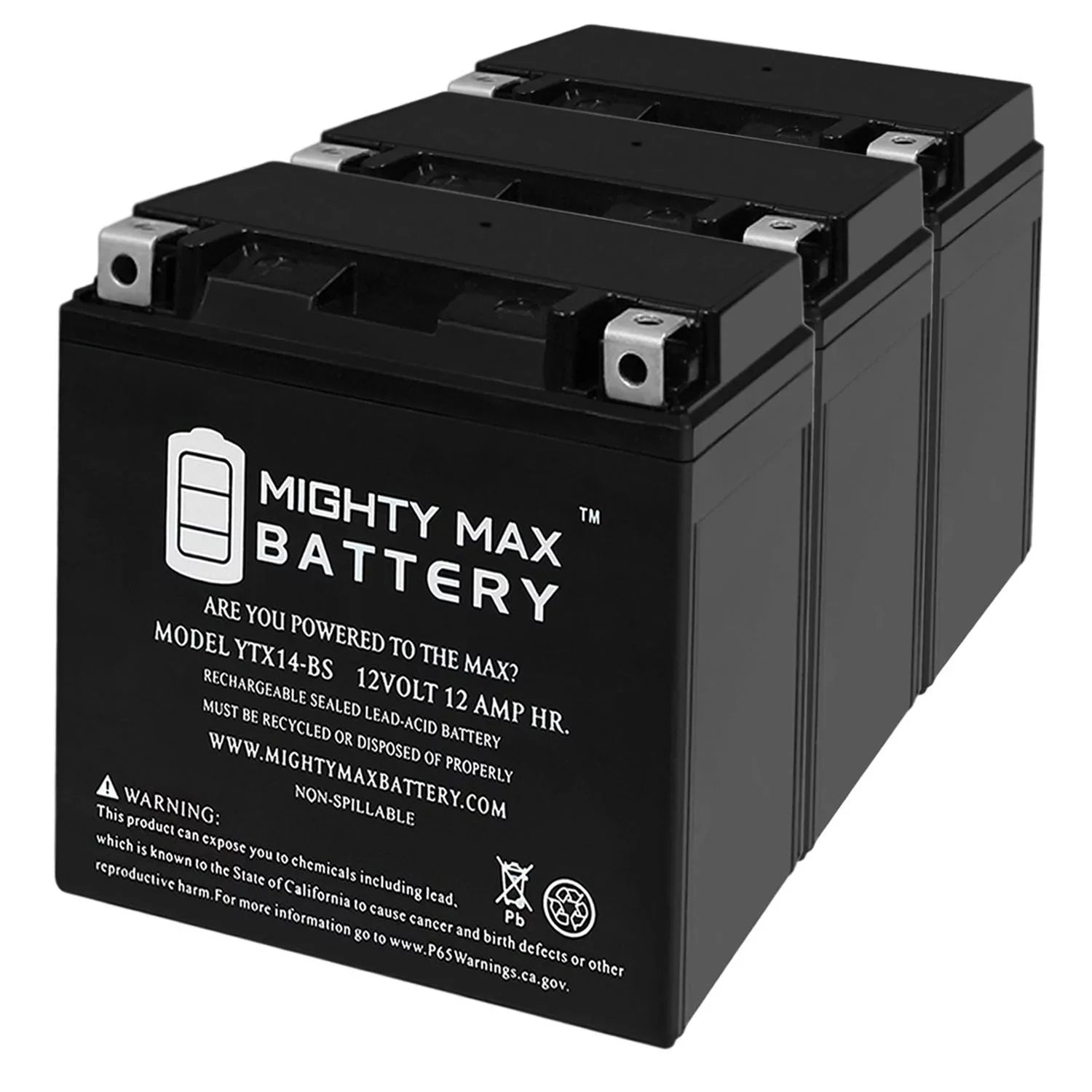 YTX14-BSize Battery Replaces BMW F800SizeT GSize, GT, R, ADV 07, 17-18 - 3Pack