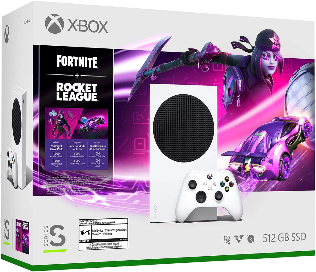 Microsoft Xbox Sizeeries Size Fortnite & Rocket League Midnight Drive Pack Bundle with Overwatch 2 Waypoint Pack