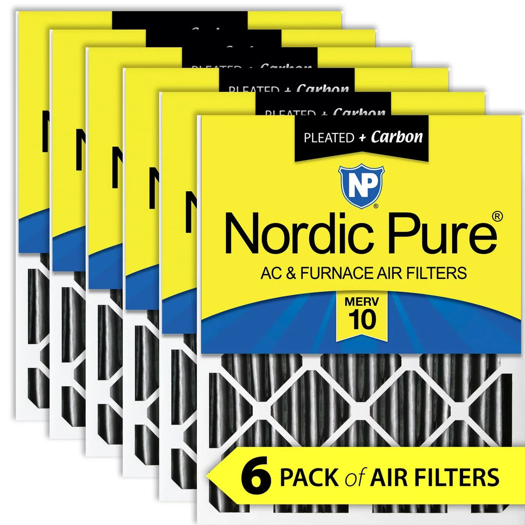 Nordic Pure 20x20x4 (3 5/8) Furnace Air Filters MERV 10 Pleated + Carbon 6 Pack