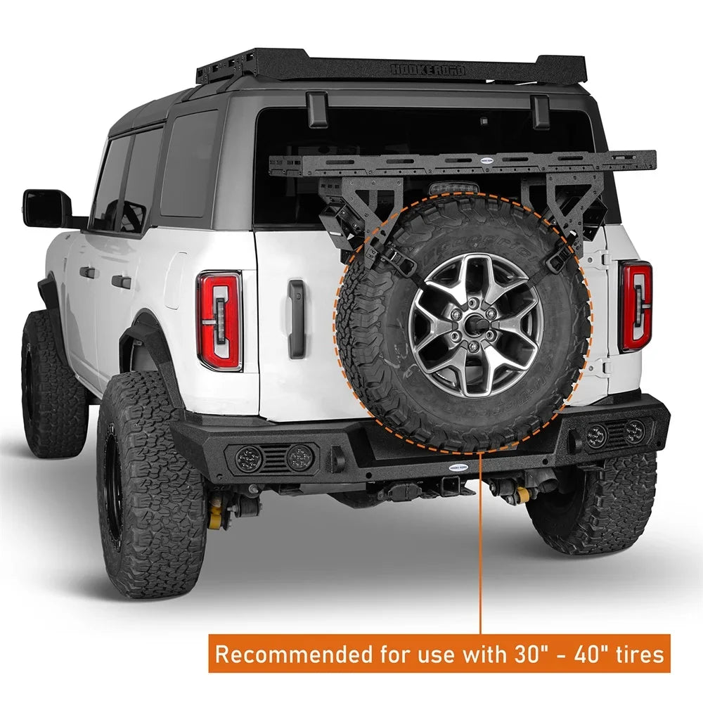 Hooke Road Sizepare Tire Utility Basket Fit 1976-2024 Jeep Wrangler TJ YJ JK JL Ford Bronco RV