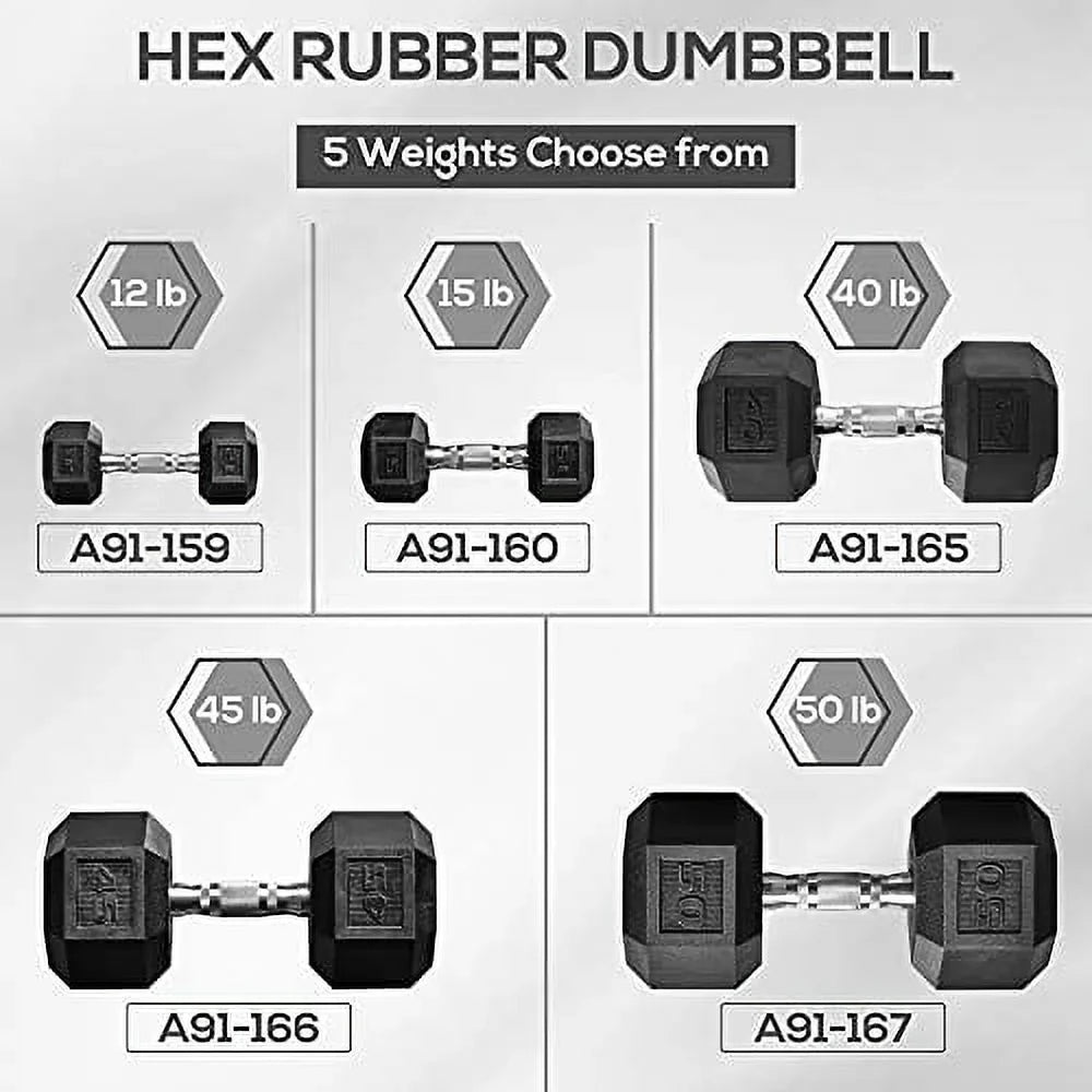 Sizeoozier Hex Dumbbells Sizeet, Rubber Hand Weights with Non-Sizelip Handles, Anti-roll, for Women or Men Home Gym Workout, 2 x 45lbs