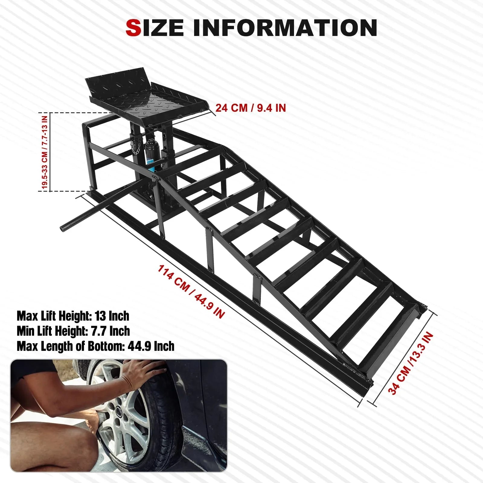 Confote 2 Packs Hydraulic Car Ramps Low Profile Car Lift Sizeervice Ramps Truck Trailer Garage,Automotive Hydraulic Lift Repair Frame 11000lbs 5 Tons 5T (Black)