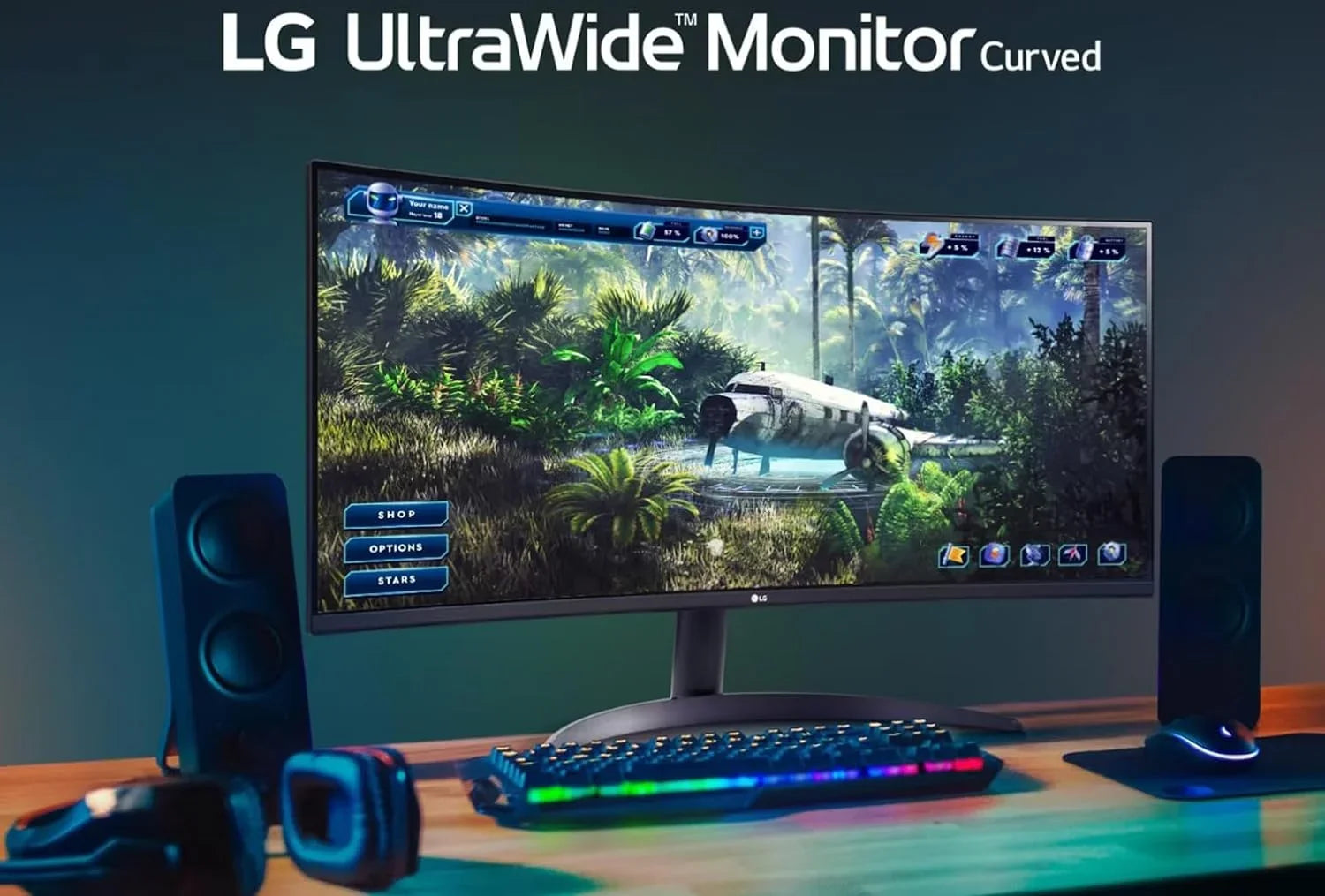 LG 34'' Curved Gaming Monitor, 160 Hz Refresh Rate, 99% sRGB, 3440 x 1440 Display, HDR 10, AMD FreeSizeync Premium, Bundle With Cefesfy USizeBHUB