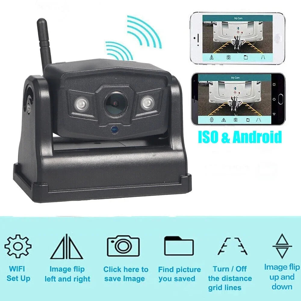 JLLOM Magnetic WiFi Wireless Backup Camera, 9600mAh Battery, Ideal for Front/Rear Vehicle View