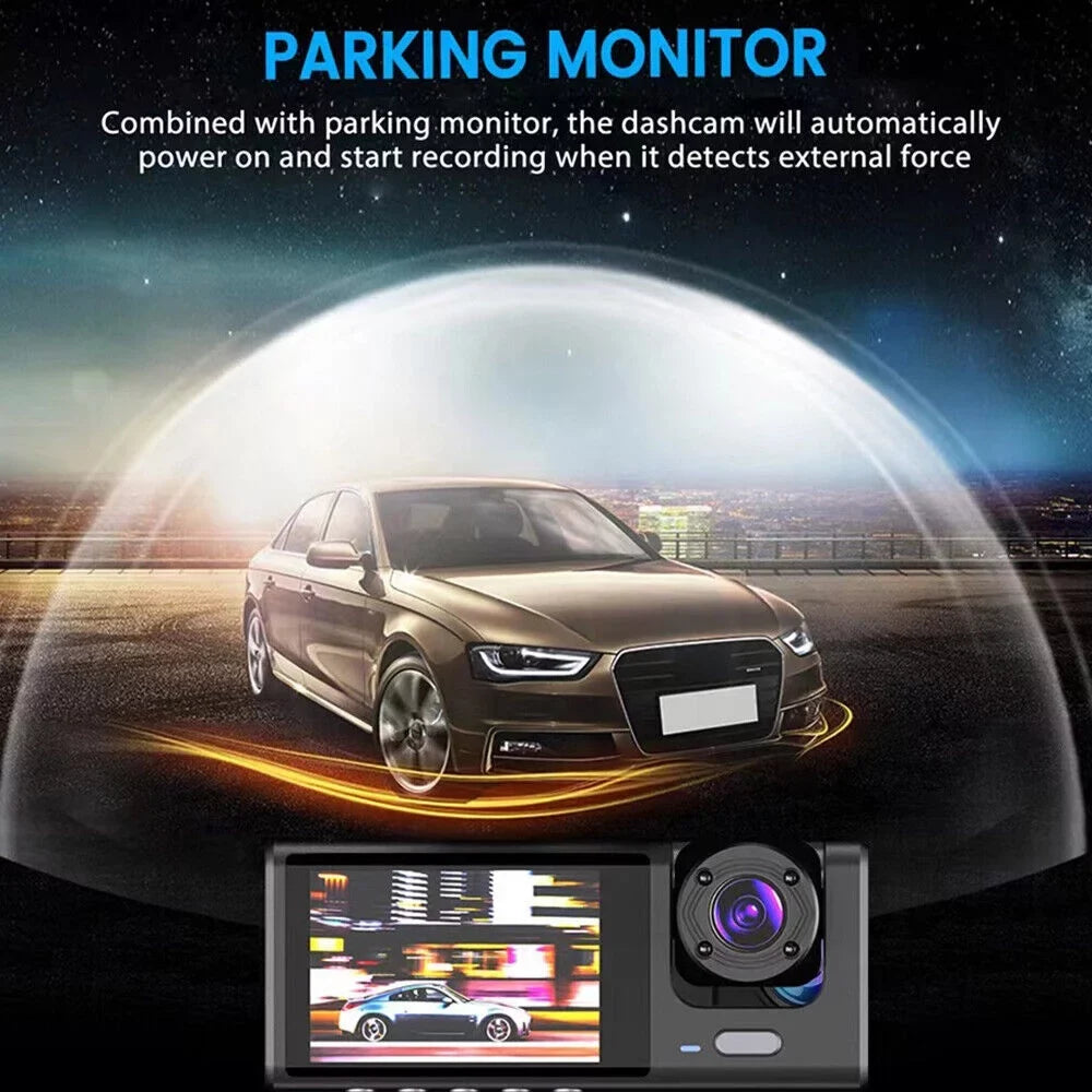 Kqiang HD 1080P Car Dual Lens Dash Cam Front/Rear/Inside Video Recorder Camera G-sensor