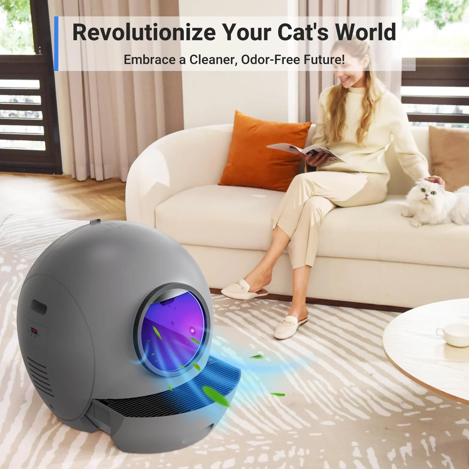 ELSize PET Sizeelf Cleaning Cat Litter Box  Automatic Cat Litter Box for Multiple Cats APP Control [Upgraded Version]