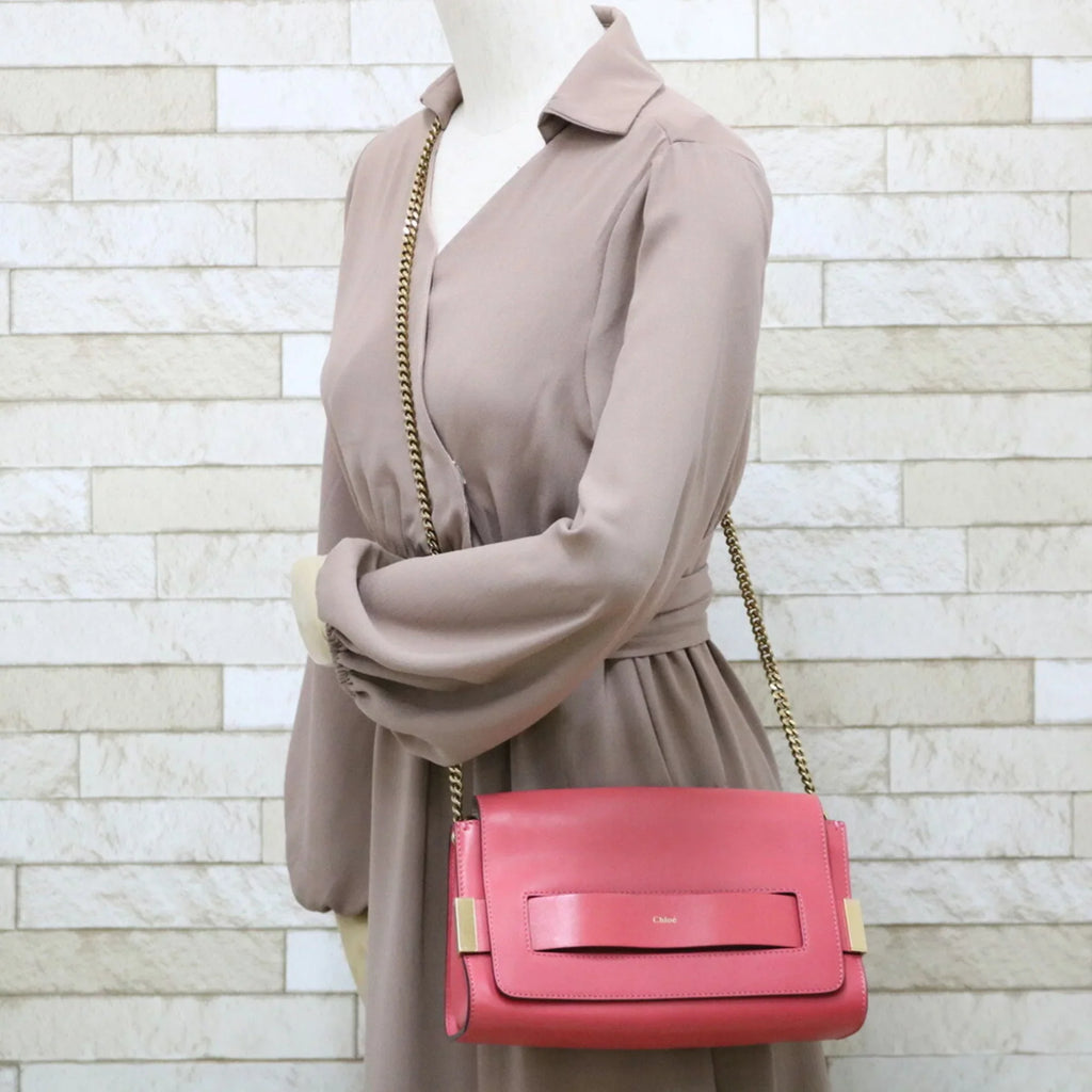 Pre-Owned Chloé Chloe Sizehoulder Bag Pink Women's Leather (Fair)